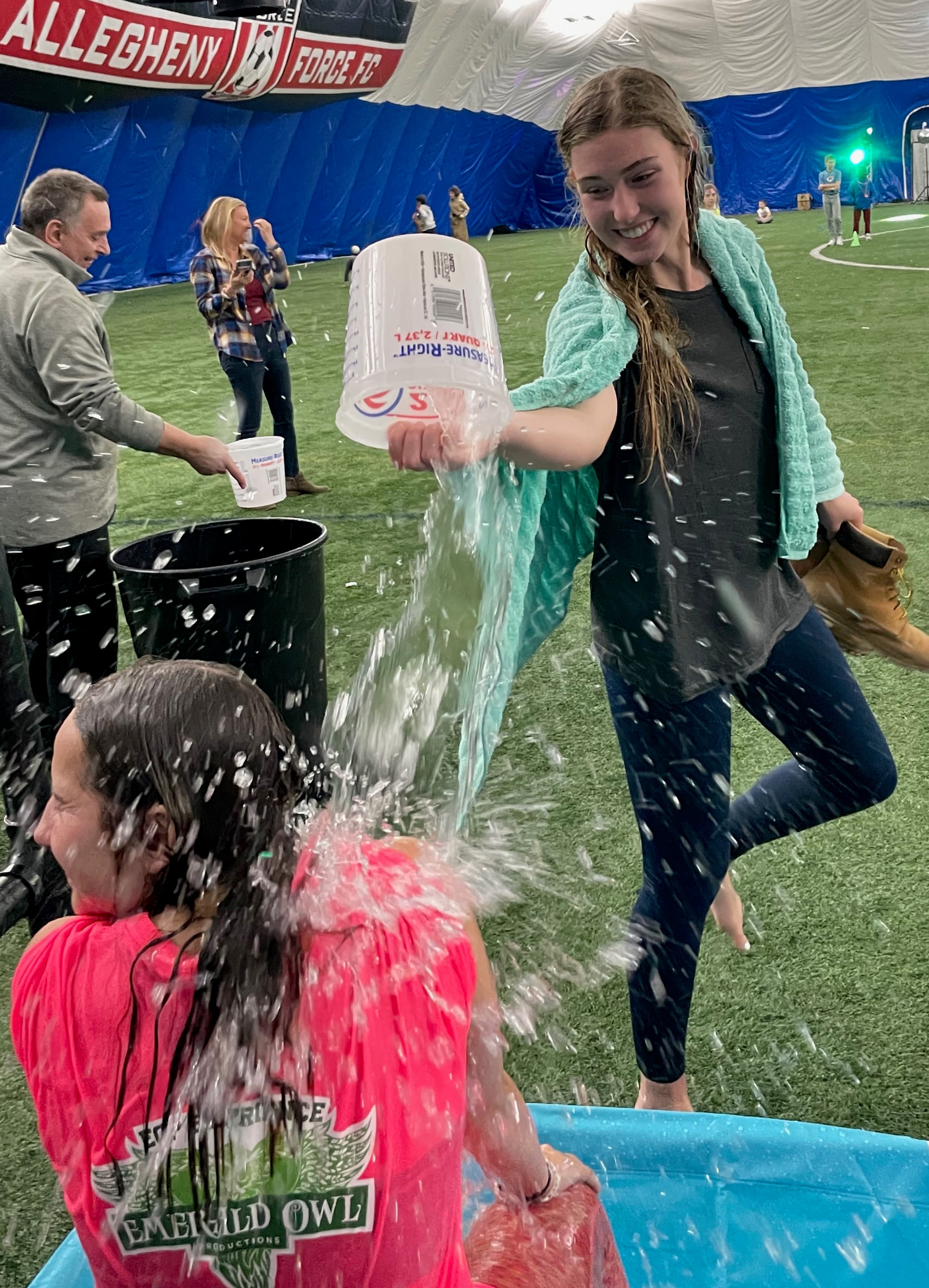 Participants enjoying water games
